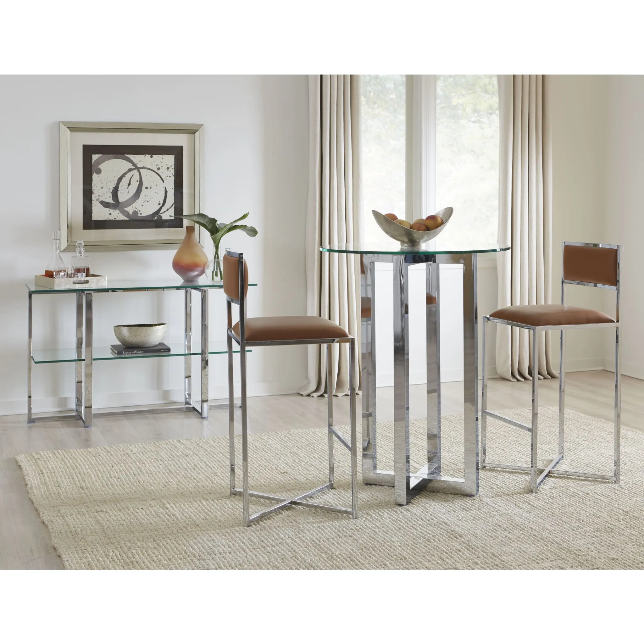 Amalfi 32 inch Round Glass Top Bar Table Modus