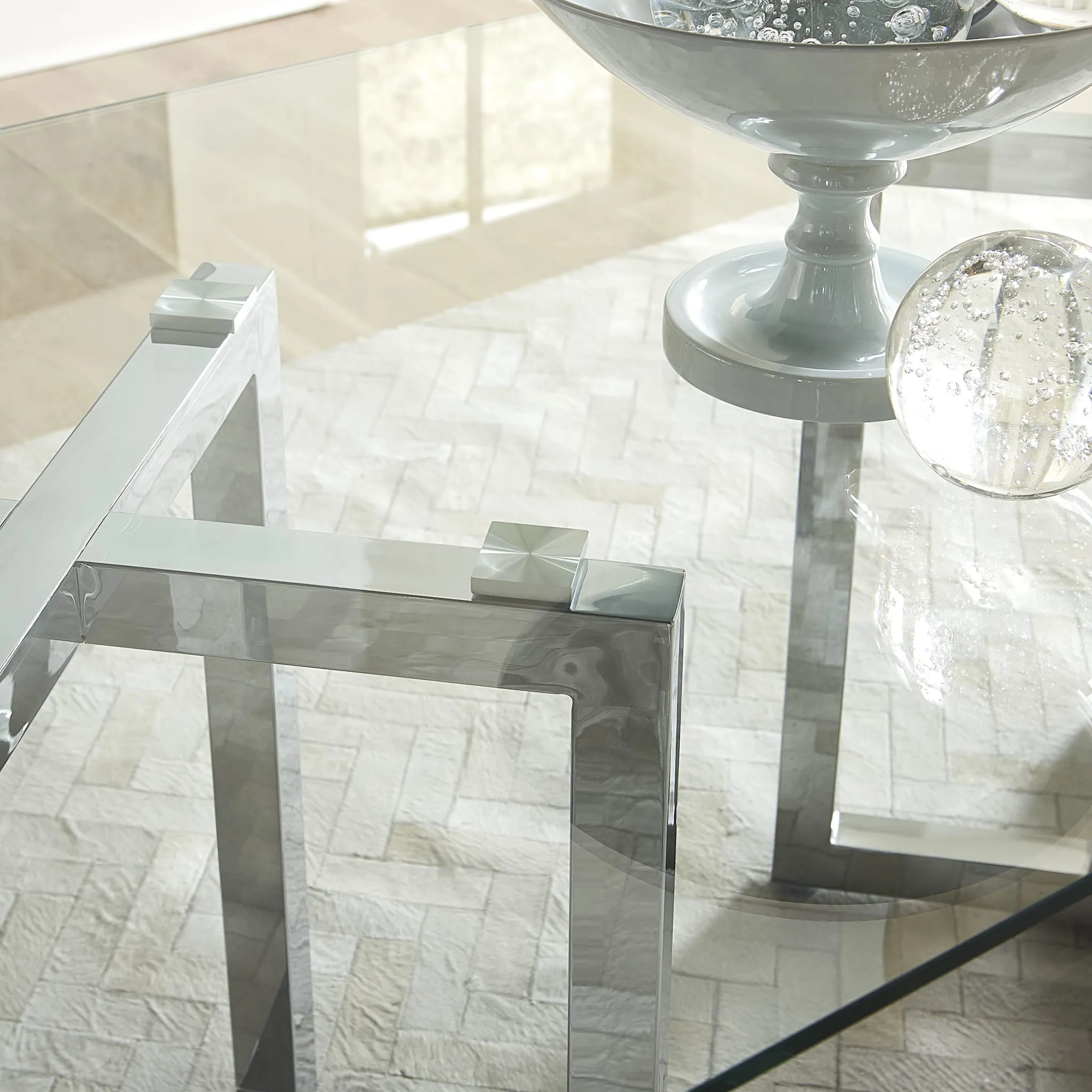Amalfi Rectangular Glass Top Dining Table Modus