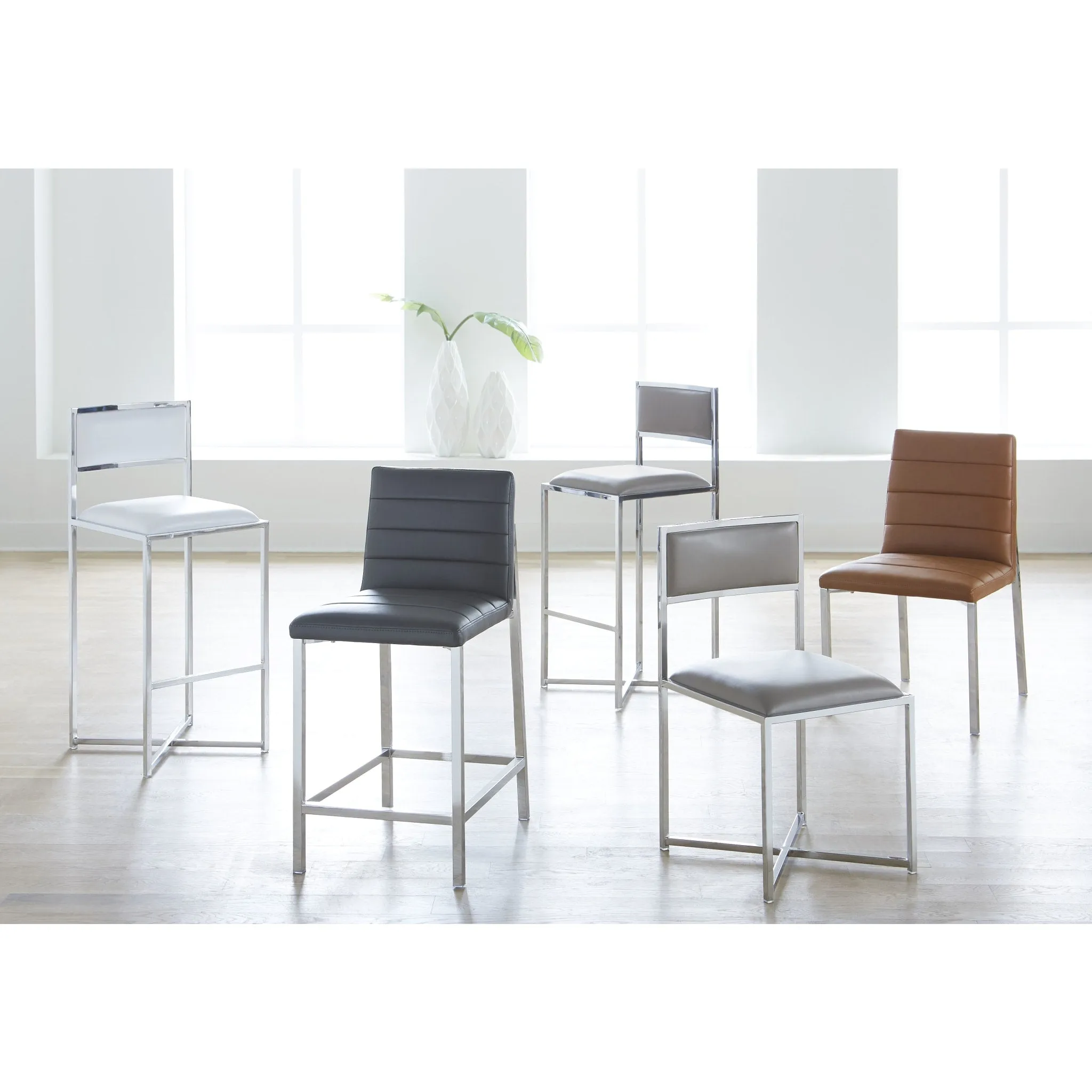 Amalfi X-Base Counter Stool in Cognac Leather Modus