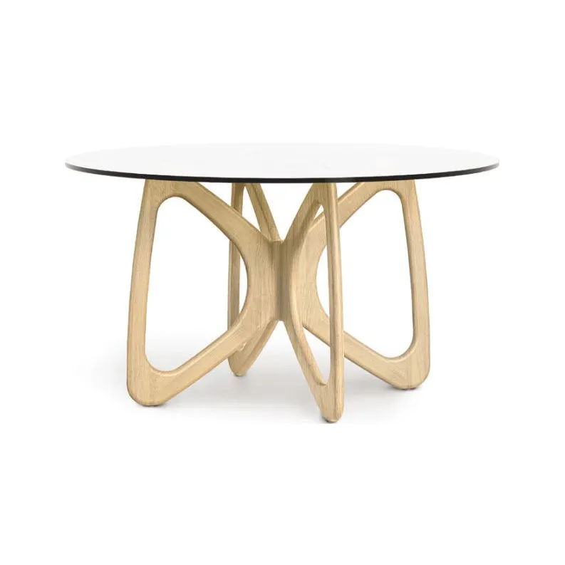 Butterfly Round Glass Top Table