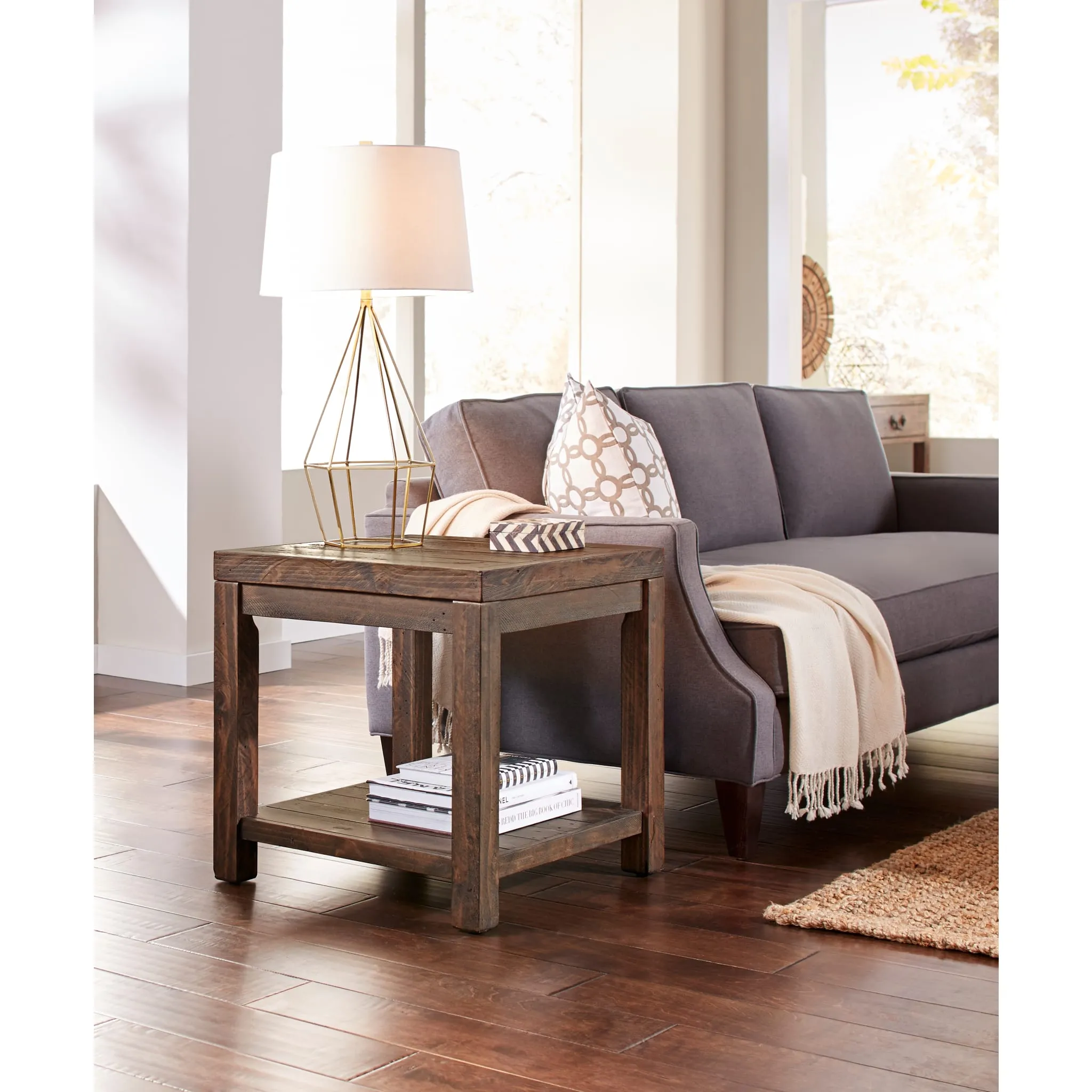 Craster Reclaimed Wood Square Side Table in Smoky Taupe Modus