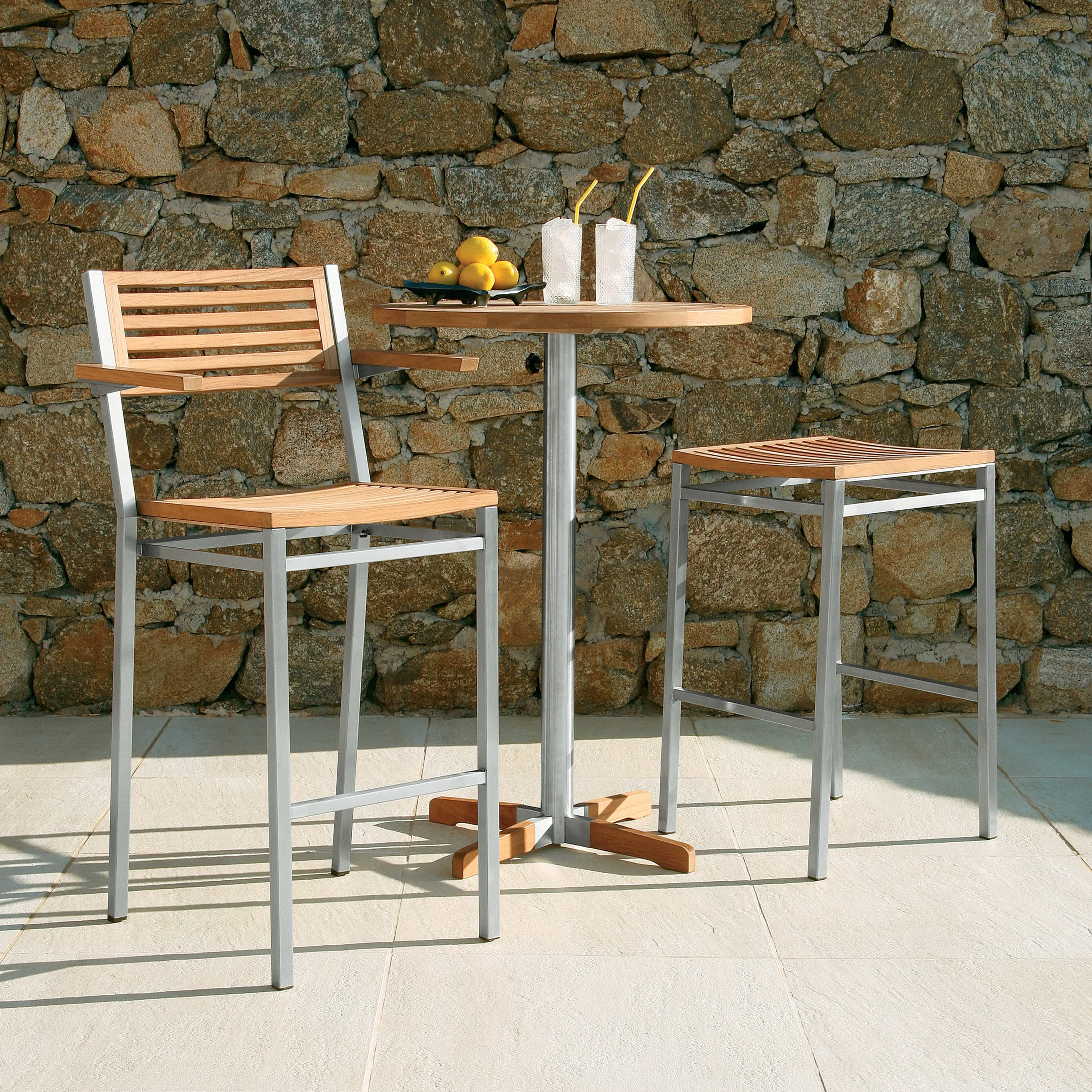 Equinox Carver Teak Stool with Armrests