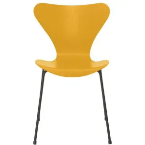 Fritz Hansen Series 7 Chair Colored Ash True Yellow Bowl, Warm Graphite Base