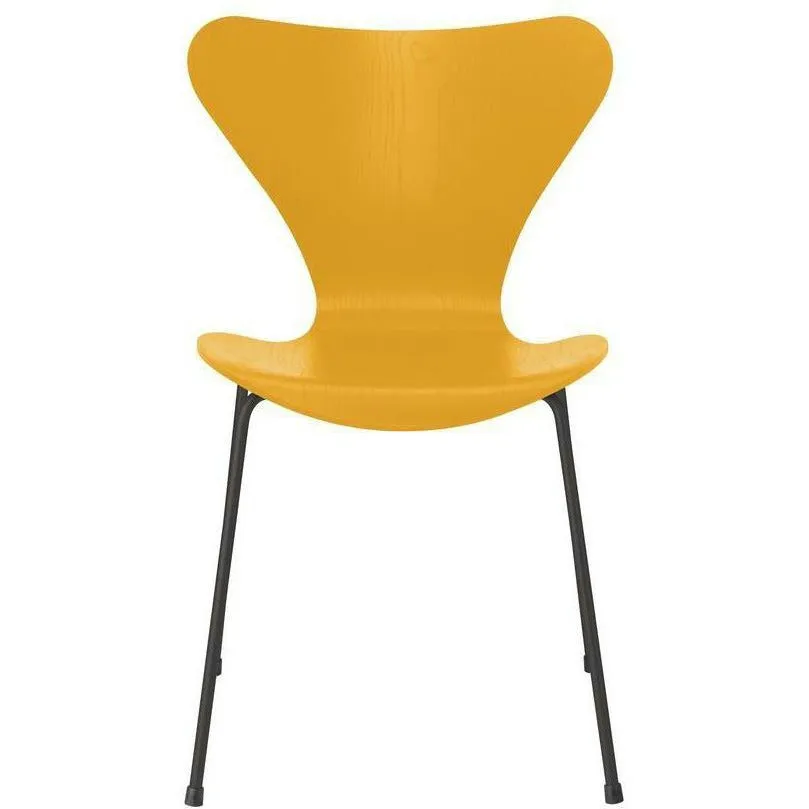 Fritz Hansen Series 7 Chair Colored Ash True Yellow Bowl, Warm Graphite Base