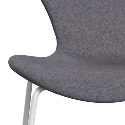 Fritz Hansen Series 7™ Chair Full Upholstery, White/Divina Md Soft Blue Grey