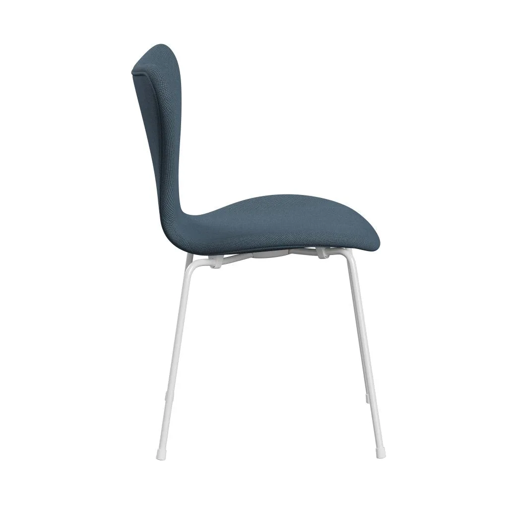 Fritz Hansen Series 7™ Chair Full Upholstery, White/Fiord Stone Blue