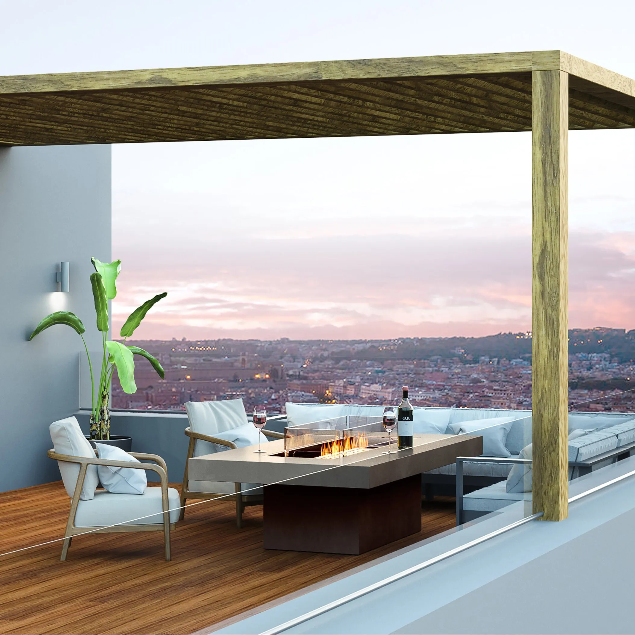 Gin 90 Dining Fire Table Set