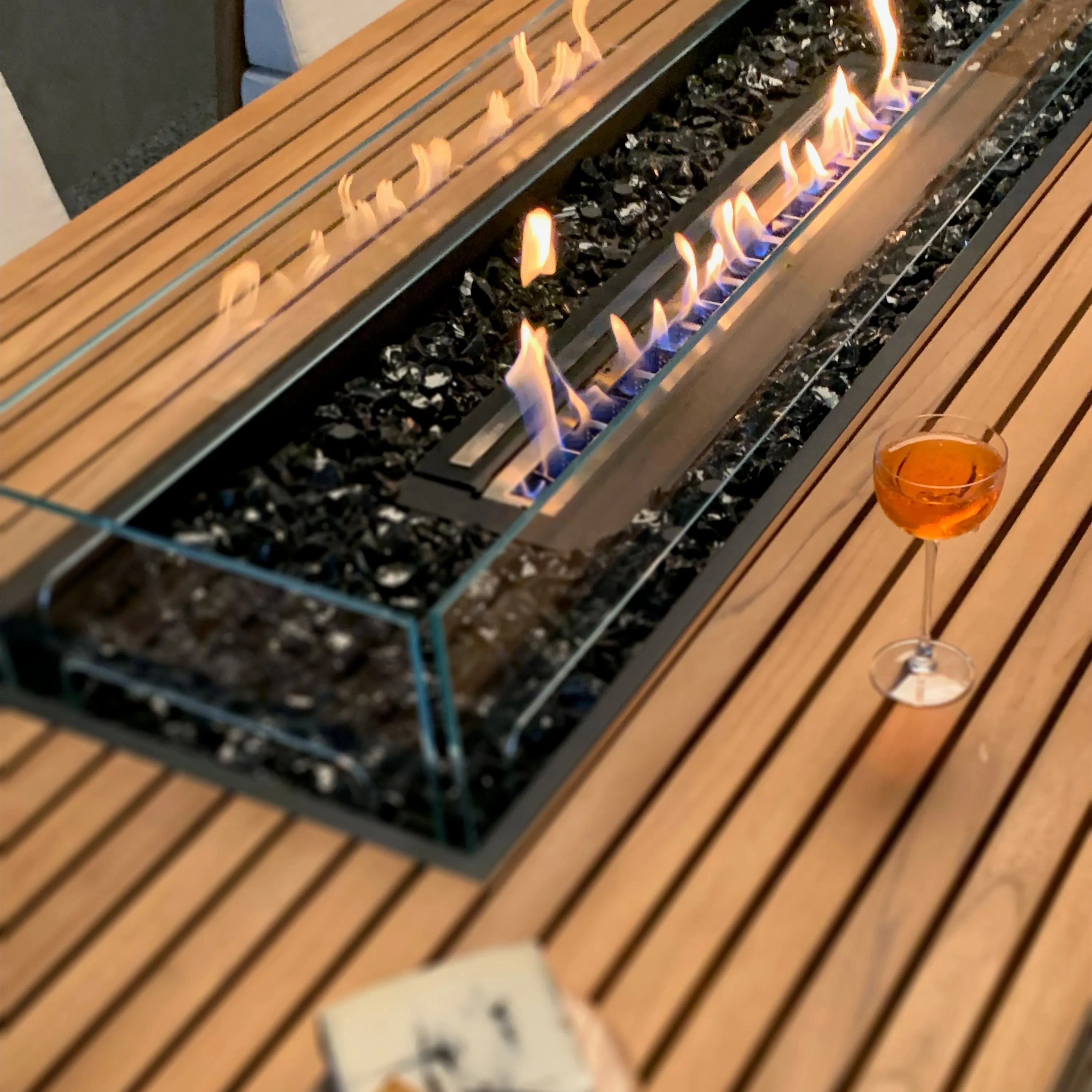 Gin 90 Teak Bar Fire Table Set