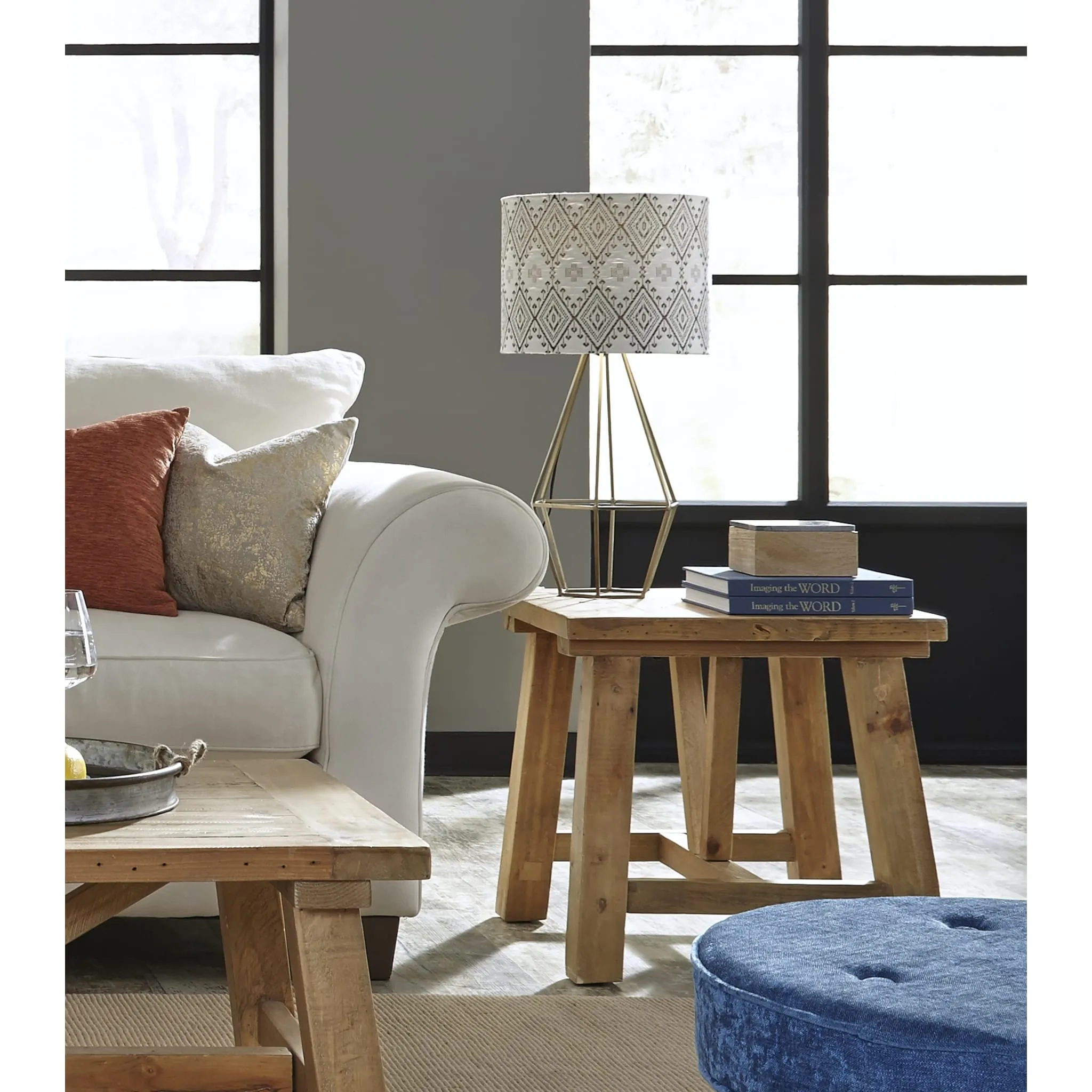 Harby Reclaimed Wood Square Side Table in Rustic Tawny Modus