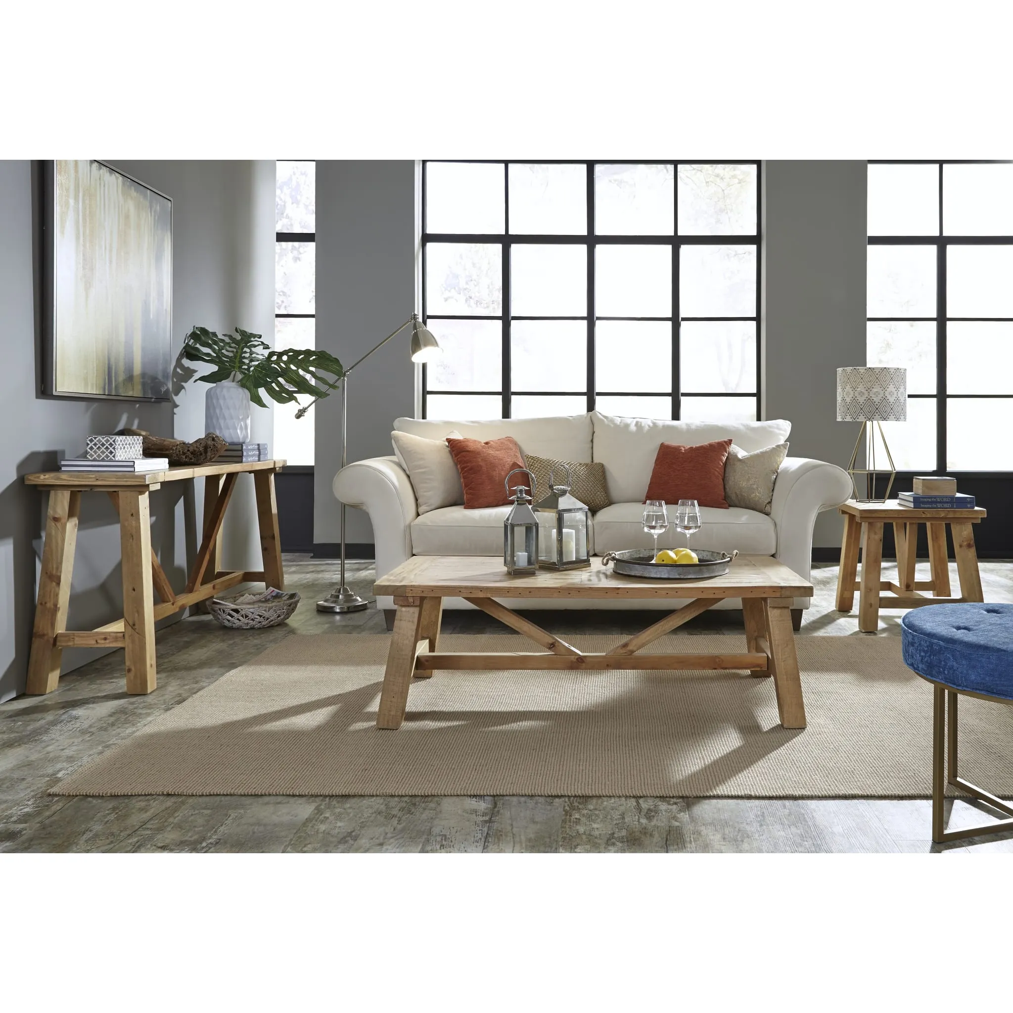 Harby Reclaimed Wood Square Side Table in Rustic Tawny Modus