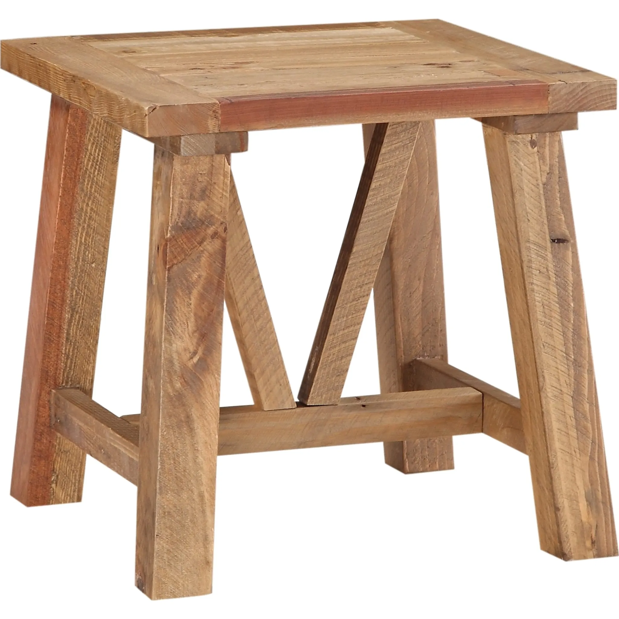 Harby Reclaimed Wood Square Side Table in Rustic Tawny Modus