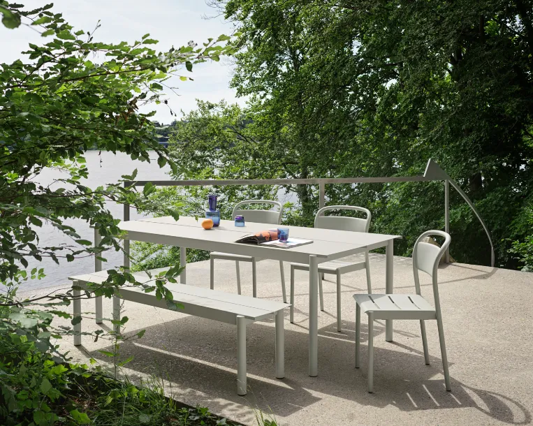 Linear Steel Bench, Light Blue 110 cm