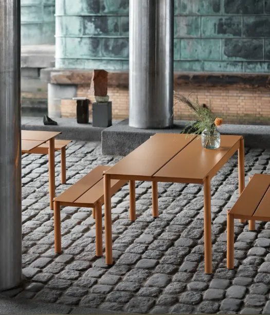 Linear Steel Bench, Light Blue 110 cm