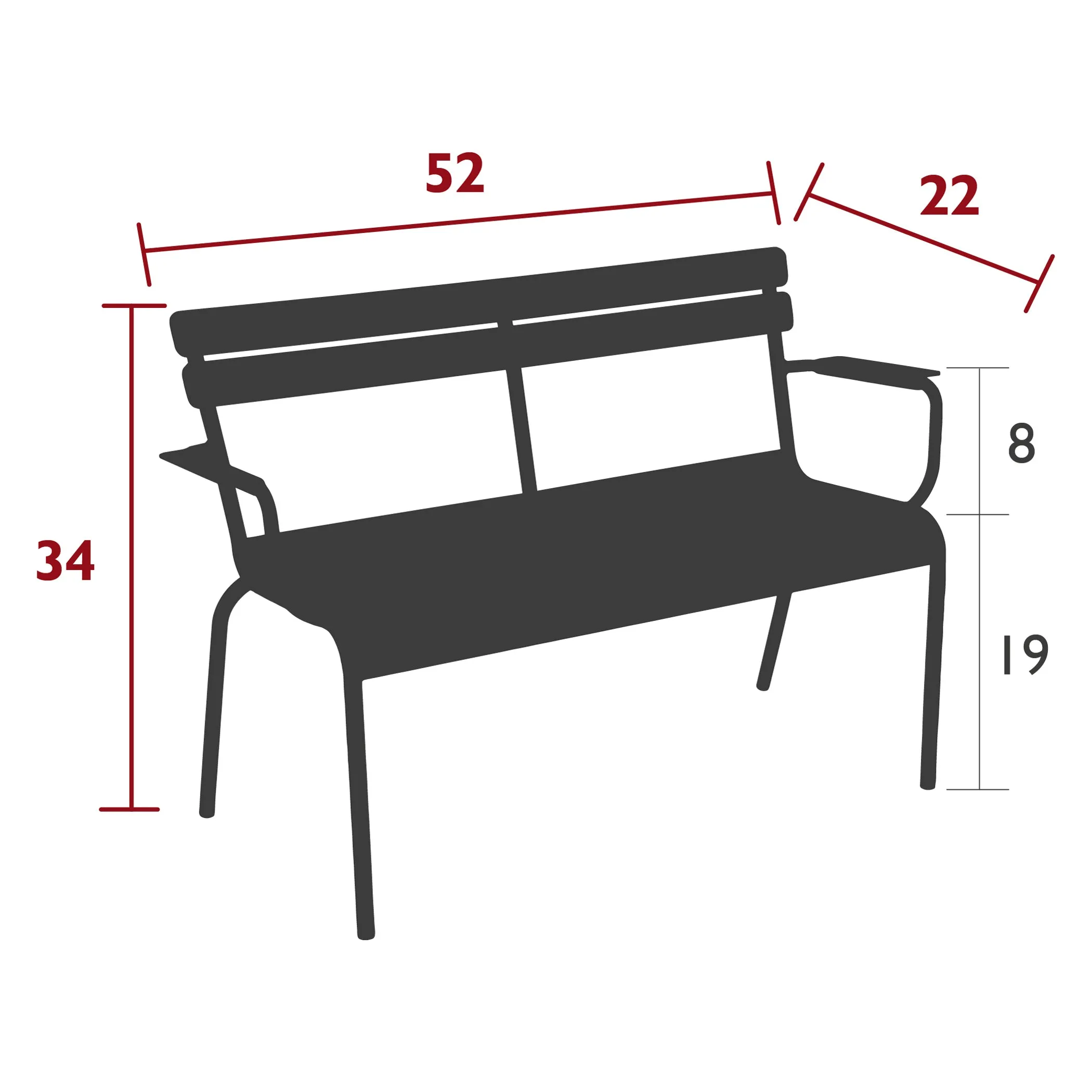 Luxembourg 2-Seater Garden Bench