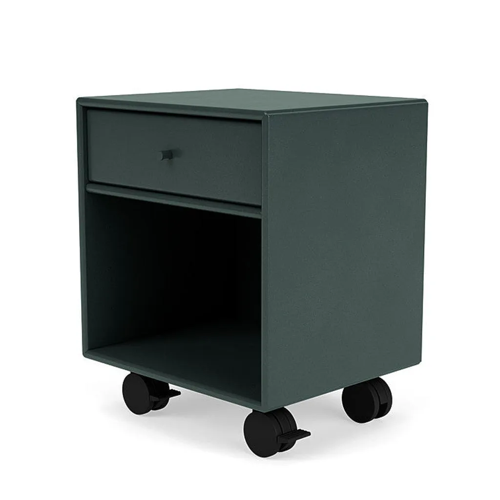Montana Dream Nightstand With Castors, Black Jade