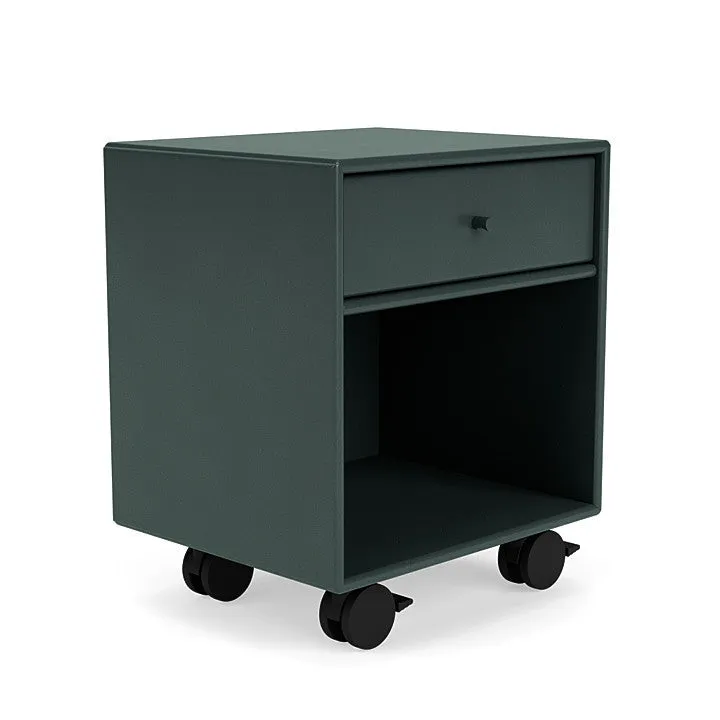 Montana Dream Nightstand With Castors, Black Jade
