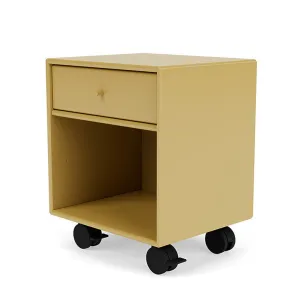 Montana Dream Nightstand With Castors, Cumin Yellow