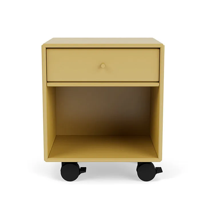 Montana Dream Nightstand With Castors, Cumin Yellow
