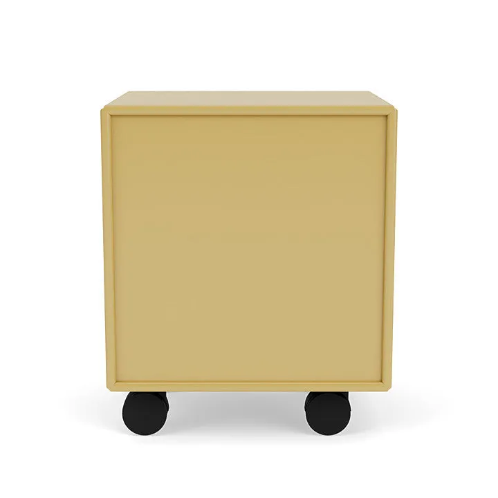 Montana Dream Nightstand With Castors, Cumin Yellow