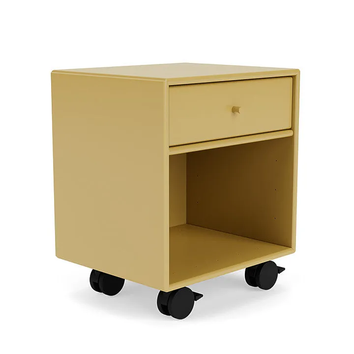 Montana Dream Nightstand With Castors, Cumin Yellow