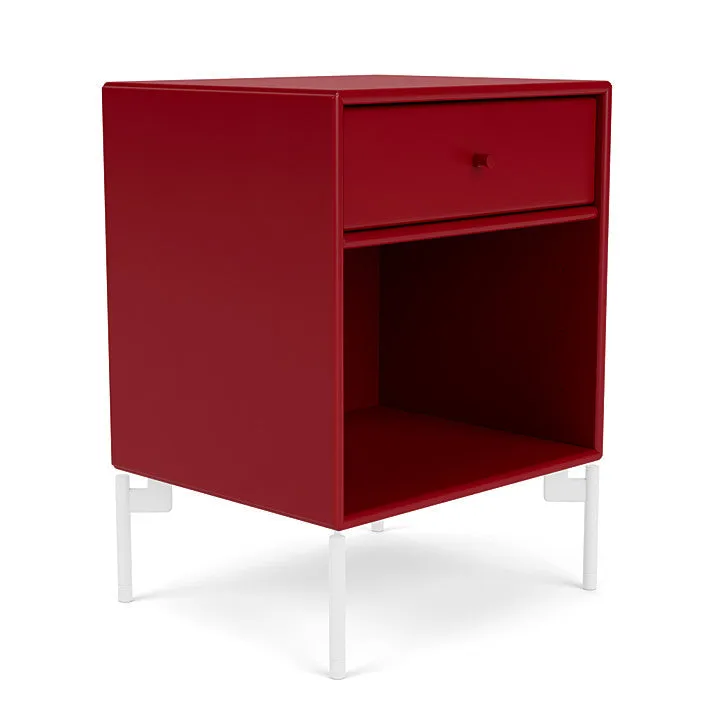 Montana Dream Nightstand With Legs, Beetroot/Snow White