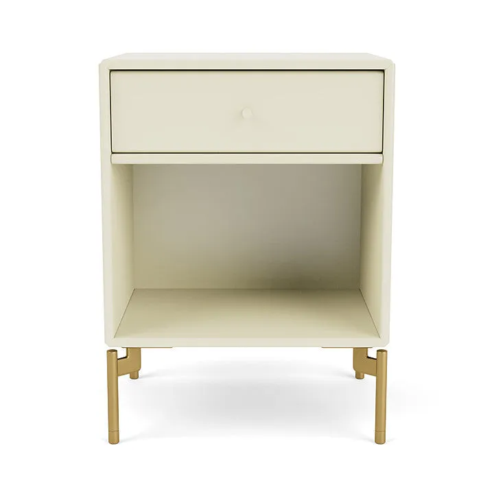Montana Dream Nightstand With Legs, Vanilla/Brass