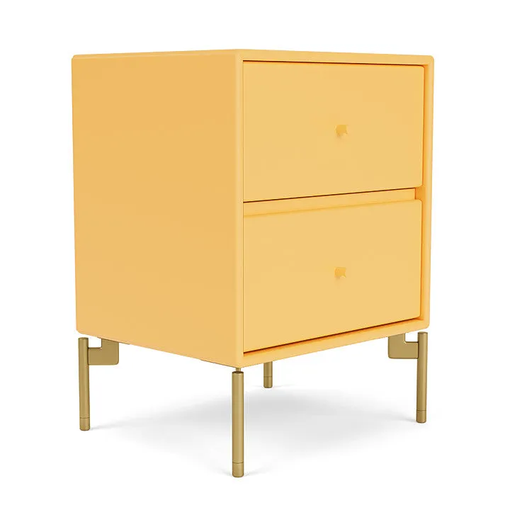 Montana Drift Drawer Module With Legs, Acacia/Brass