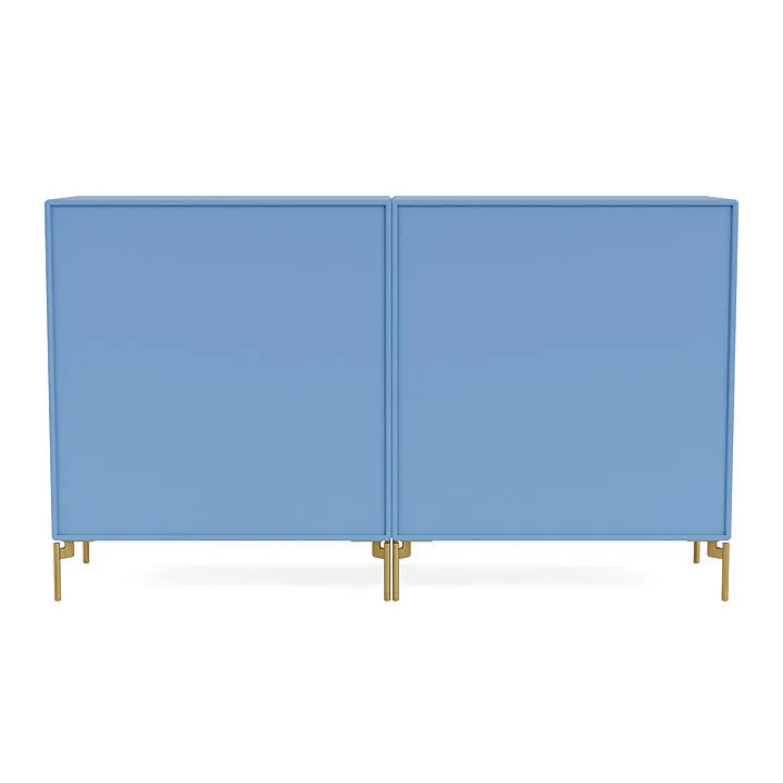 Montana Pair Classic Sideboard With Legs, Azure Blue/Brass