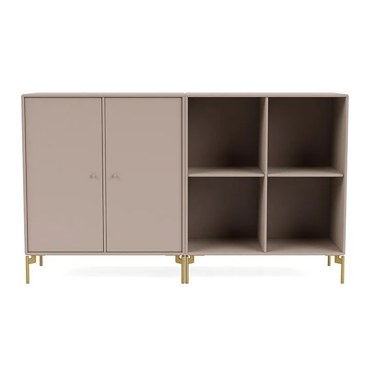Montana Pair Classic Sideboard With Legs, Mushroom Brown/Brass