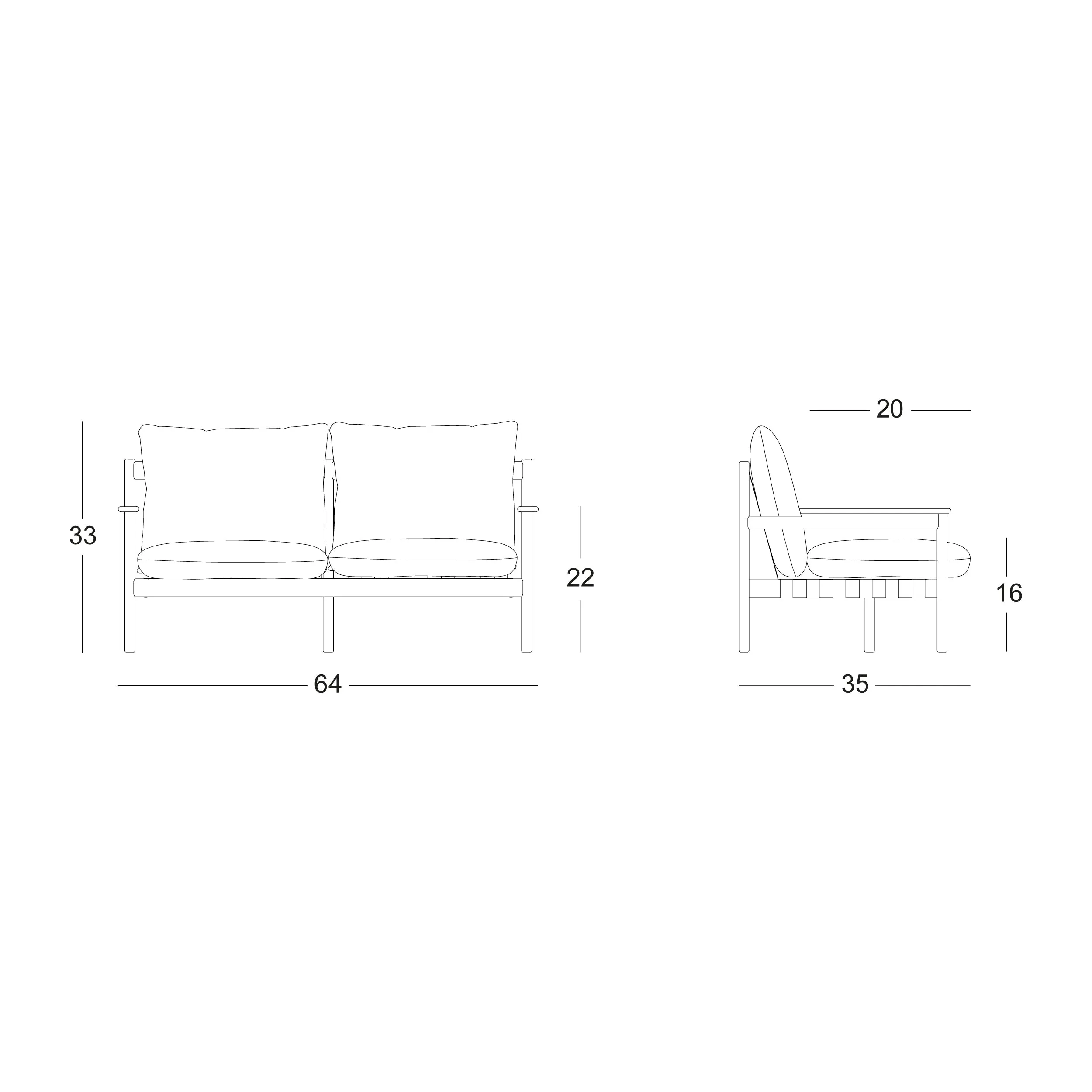 Oda Outdoor 2.5-Seater Lounge Sofa